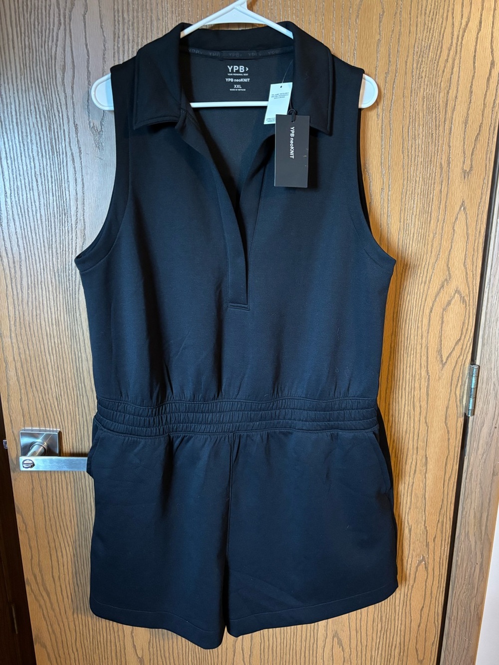 YPB Black Sleeveless Collared Romper